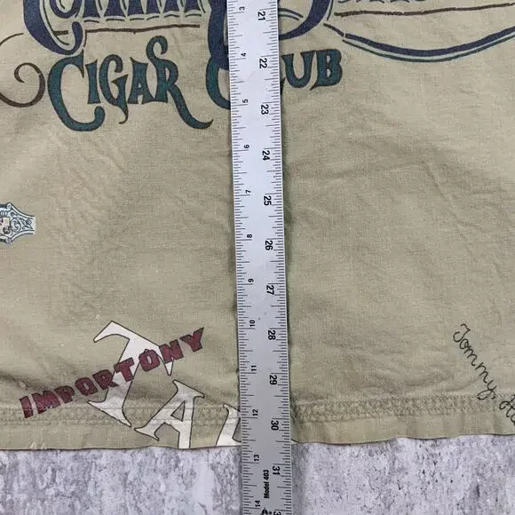 Vintage Tommy Bahama Shirt Mens Large Brown Cigar Club Casual All Over Print